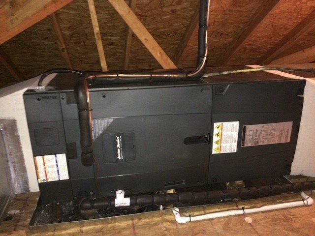 HVAC system installed in an attic by Brunson Air Conditioning & Heating